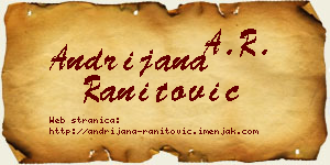 Andrijana Ranitović vizit kartica